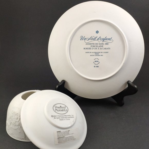 Set of Bisque Porcelain Snowy Christmas Children Decorations - Picture 3 of 8